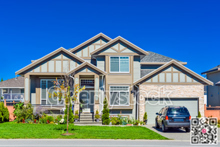 Brand new residential house with car parked on driveway in front