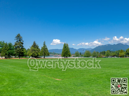 Football grass field on bright sunny day in Vancouver