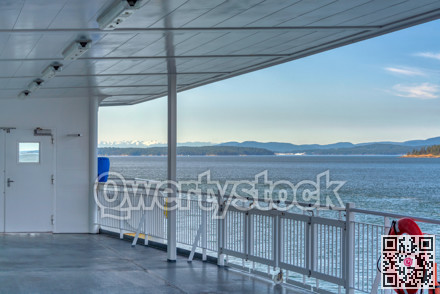 Vancouver island shore view from the deck of a ship