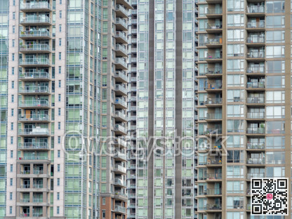 Facades of high rise residential apartment building